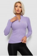 Кофта жіноча на блискавці в рубчик, колір бузковий, 204R041 - фото № 0