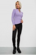 Кофта жіноча на блискавці в рубчик, колір бузковий, 204R041 - фото № 1