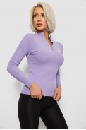 Кофта жіноча на блискавці в рубчик, колір бузковий, 204R041 - фото № 2