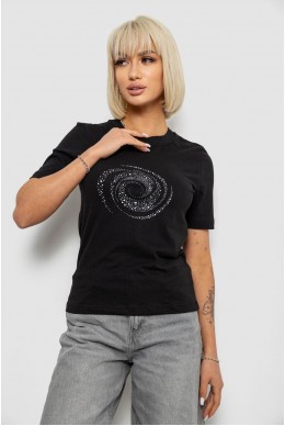 Футболка жіноча з принтом, колір чорний, 241R139
