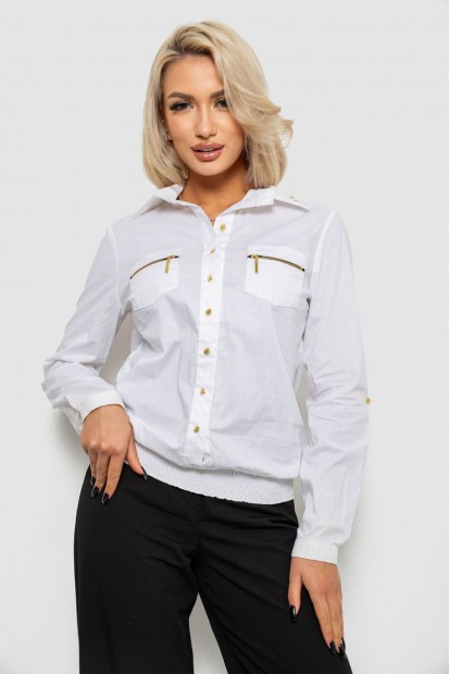 Сорочка жіноча однотонна  -уцінка, колір білий, 230R304-U-59