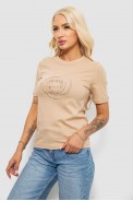 Футболка женская с принтом, цвет бежевый, 241R139 - фото № 2
