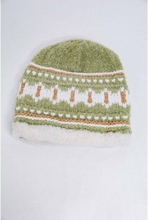 Детская шапка, зелено-белого цвета с узором, 167R7781