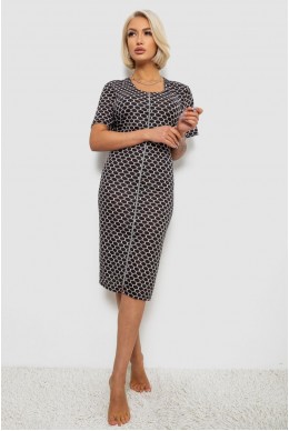 Халат женский на молнии с принтом, цвет черный, 257R1030-7