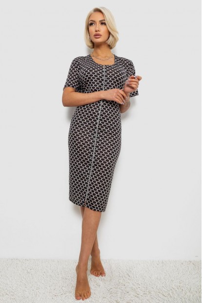 Халат женский на молнии с принтом, цвет черный, 257R1030-7