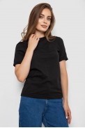 Футболка женская однотонная  -уценка, цвет черный, 238R111-1-U-3 - фото № 2