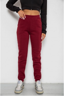 Спортивные штаны женские на флисе  -уценка, цвет бордовый, 238R58600-U