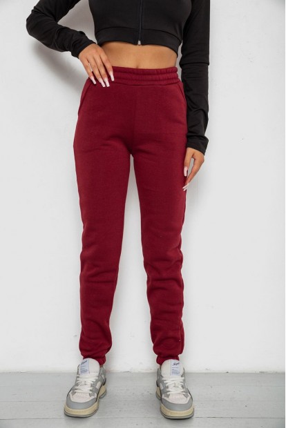 Спортивные штаны женские на флисе  -уценка, цвет бордовый, 238R58600-U