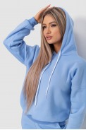 Спорт костюм женский на флисе с капюшоном  -уценка, цвет голубой, 249R001-1-U - фото № 6