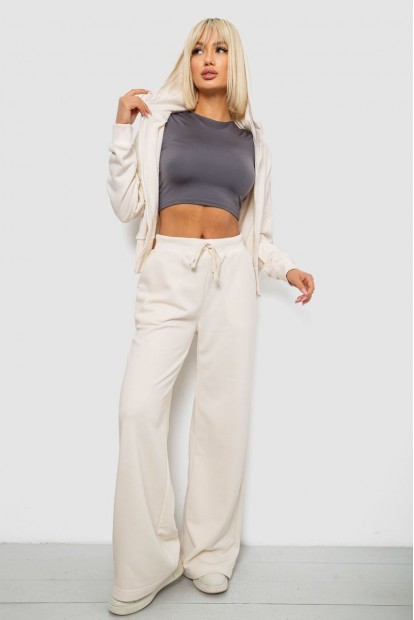 Спортивный костюм женский однотонный, цвет молочный, 244R1074AG