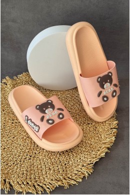 Шльопанці жіночі з аплікацією, колір персиковий, 243R5028-27A