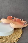 Шлепанцы женские с аппликацей, цвет персиковый, 243R5028-27A - фото № 3