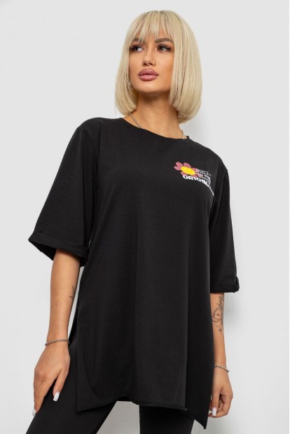 Футболка женская с принтом, цвет черный, 244R1031-5