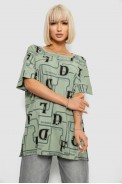 Футболка жіноча з принтом, колір оливковий, 244R4016 - фото № 0