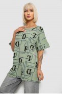 Футболка жіноча з принтом, колір оливковий, 244R4016 - фото № 2