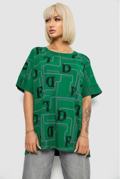 Футболка жіноча з принтом, колір зелений, 244R4016