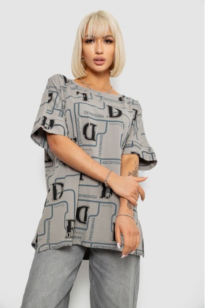 Футболка жіноча з принтом, колір сірий, 244R4016