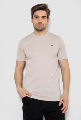 Футболка чоловіча в рубчик, колір світло-бежевий, 244R2526-1