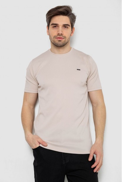 Футболка чоловіча в рубчик, колір світло-бежевий, 244R2526-1