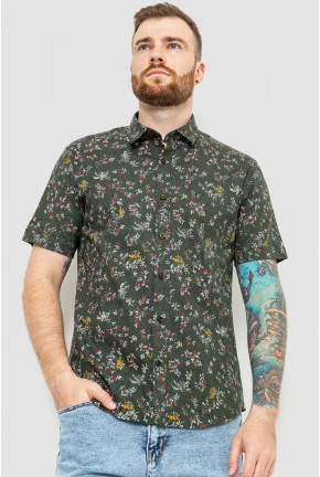 Рубашка мужская с принтом, цвет темно-зеленый, 214R6916