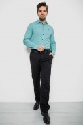 Рубашка мужская однотонная с принтом, цвет бирюзовый, 186R2029 - фото № 1