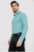 Рубашка мужская однотонная с принтом, цвет бирюзовый, 186R2029 - фото № 2