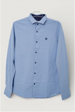 Рубашка мужская однотонная с принтом, цвет голубой, 186R2029
