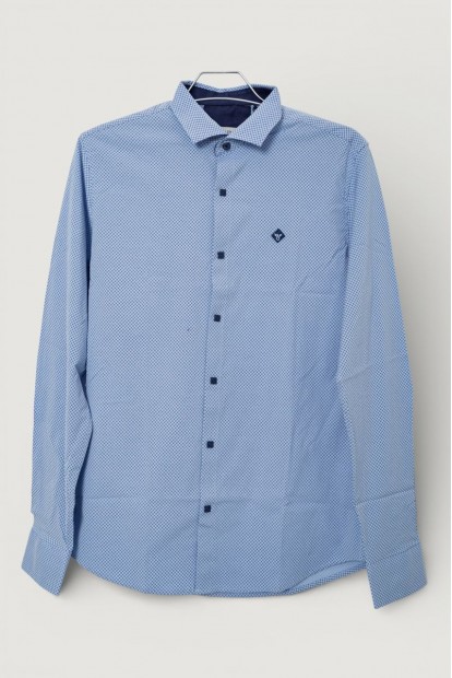 Рубашка мужская однотонная с принтом, цвет голубой, 186R2029