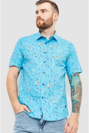Рубашка мужская с принтом, цвет голубой, 214R6916