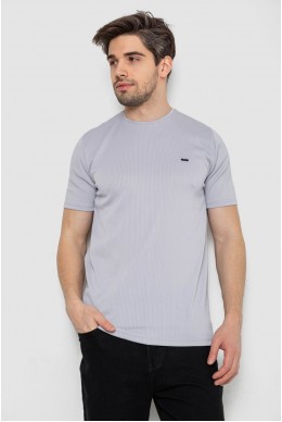 Футболка чоловіча в рубчик, колір світло-сірий, 244R2526-1