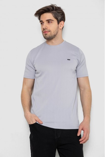 Футболка чоловіча в рубчик, колір світло-сірий, 244R2526-1