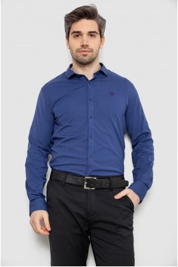 Рубашка мужская однотонная с принтом, цвет синий, 186R2029