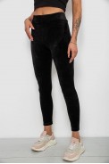 Лосини жіночі велюрові однотонні, колір чорний, 214R263 - фото № 2