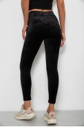 Лосини жіночі велюрові однотонні, колір чорний, 214R263 - фото № 3