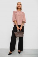 Блуза однотонна, колір пудровий, 230R97-2 оптом - фото № 1