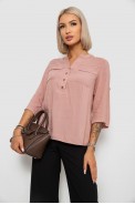 Блуза однотонна, колір пудровий, 230R97-2 оптом - фото № 2