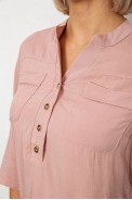 Блуза однотонна, колір пудровий, 230R97-2 оптом - фото № 4