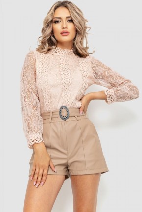 Блуза жіноча класична гіпюрова, колір пудровий, 204R154