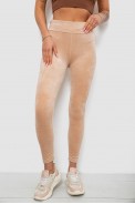 Лосины женские велюровые однотонные, цвет бежевый, 214R263 - фото № 0