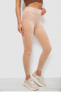 Лосины женские велюровые однотонные, цвет бежевый, 214R263 - фото № 2
