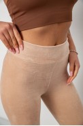 Лосины женские велюровые однотонные, цвет бежевый, 214R263 - фото № 4