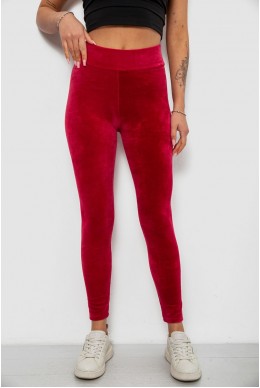 Лосины женские велюровые однотонные, цвет бордовый, 214R263
