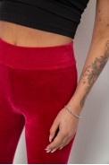 Лосины женские велюровые однотонные, цвет бордовый, 214R263 - фото № 4