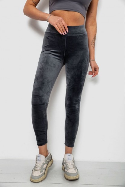 Лосини жіночі велюрові однотонні, колір сірий, 214R263