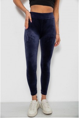 Лосины женские велюровые однотонные, цвет синий, 214R263