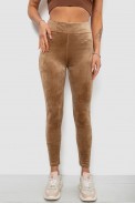 Лосины женские велюровые однотонные, цвет мокко, 214R263 - фото № 0