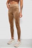 Лосины женские велюровые однотонные, цвет мокко, 214R263 - фото № 2