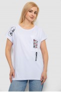 Футболка жіноча з принтом, колір білий, 244R2413 - фото № 0