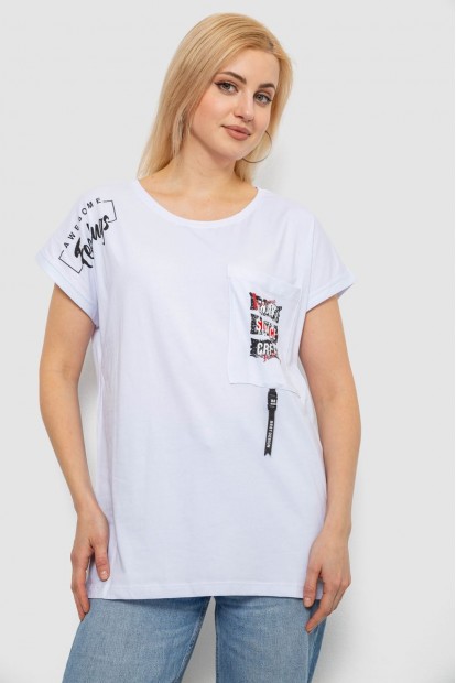 Футболка женская с принтом, цвет белый, 244R2413
