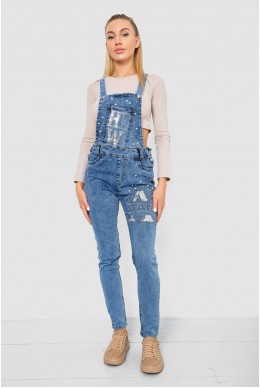 Комбінезон жіночий джинсовий зі стразами  -уцінка, колір синій, 247R5184-U-1